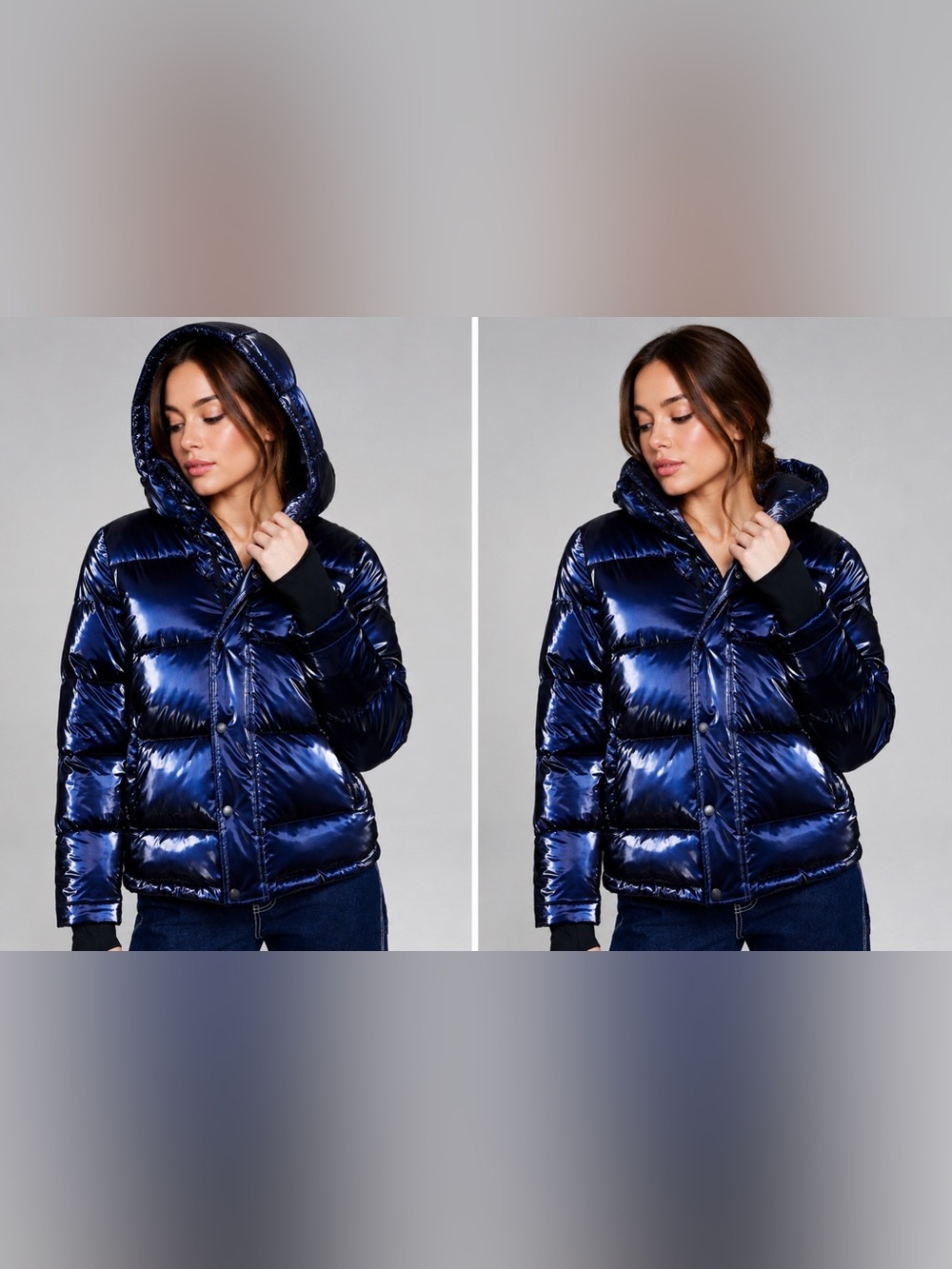 🆕 BCBGeneration Liquid Sapphire Puffer Winter Coat XL – Eco-Friendly Feather - Picture 1 of 13